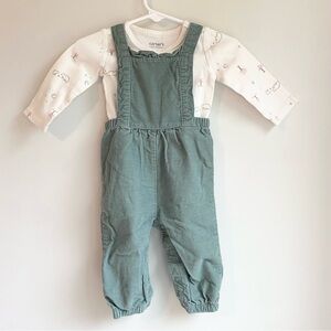 Carters overall long sleeve set size 6 months